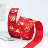 Red Series Christmas Ribbon Cake Gift Gilding Printing Snowflake Merry Christmas Jacquard Ribbon