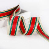 90 Meter Christmas Ribbon Bow Red Green Stripe Gift Packaging Handmade Ribbon