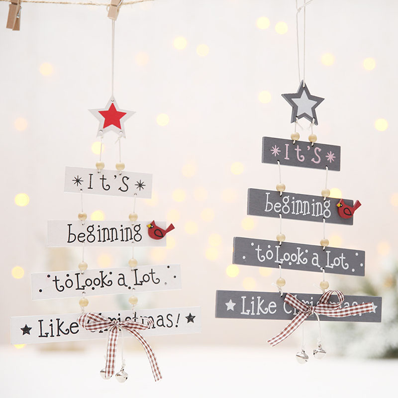 Christmas Wooden Christmas Tree Colored Letters Creative Pendant for Christmas Decoration