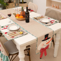 Christmas Tablecloth Printed Snowman Dinner Table Flag for Christmas Decorations