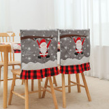 Christmas Chair Covers Table Mat Santa Claus Snowflake Linen Dining Chair Decoration for Xmas Holiday