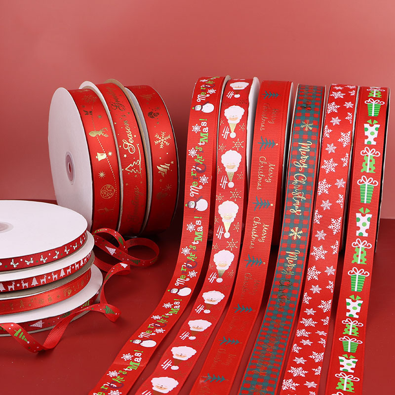 Christmas Ribbon Gift Cake Packaging Printing Snowflake Jacquard Ribbon