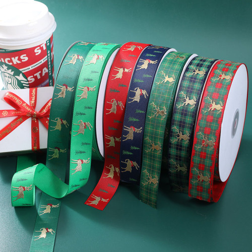 Christmas Deer Jacquard Ribbon Bow Gift Cake Packaging Ribbon