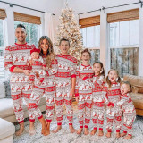 Christmas Family Matching Pajamas Christmas Seamless Red Christmas Deers And Snowflakes Pajamas Sets