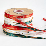Christmas Ribbon Merry Christmas Gilded Polyester Gift Box Packaging Flower Bouquet Ribbon