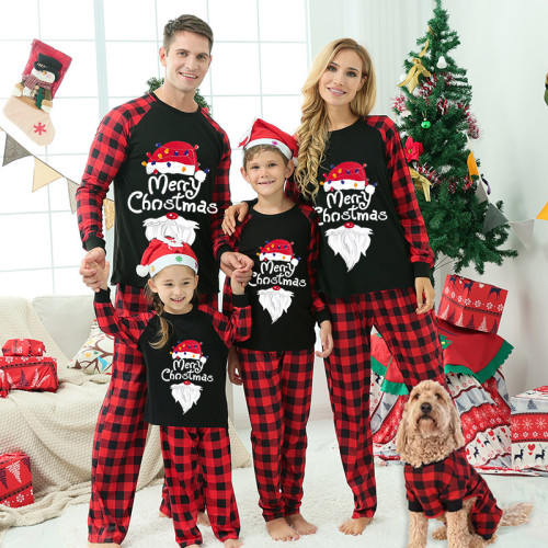 Christmas Matching Family Pajamas Neon Lamp Merry Christmas Santa Black Short Pajamas Set