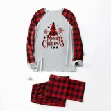 Christmas Matching Family Pajamas Red Plaids Merry Christmas Tree Family Set