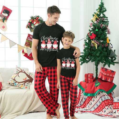 Christmas Matching Family Pajamas Christmas Gnomies Black Short Pajamas Set