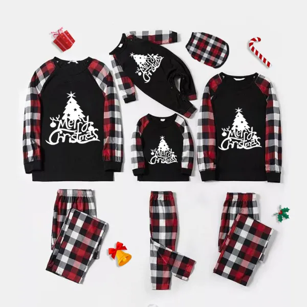 Christmas Matching Family Pajamas Christmas Tree Merry Christmas Black Pajamas Set