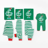 Christmas Matching Family Pajamas Stop Elf Around Green Stripes Pajamas Sets