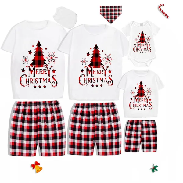 Christmas Matching Family Pajamas Merry Christmas Tree Short Family Set