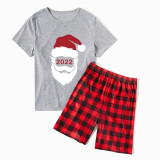 DIY Custom Your Name Christmas Matching Family Pajamas Gray Santa Short Pajams Set