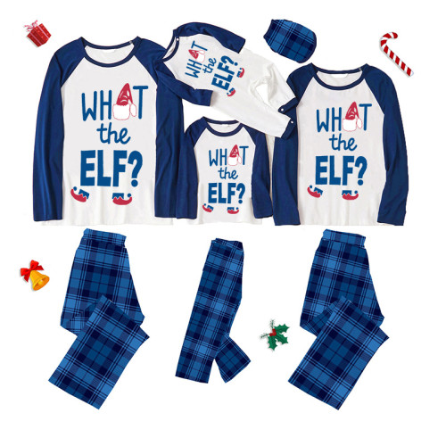 Christmas Matching Family Pajamas What The Elf Blue Plaids Pajamas Set