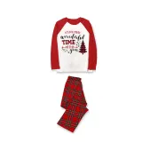 Christmas Matching Family Pajamas Most Wonderful Time Of Year White Red Plaids Pajamas Set