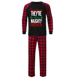 Christmas Matching Family Pajamas Plus Size Santa Naughty Ones Black Short Family Set