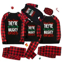 Christmas Matching Family Pajamas Plus Size Santa Naughty Ones Black Short Family Set