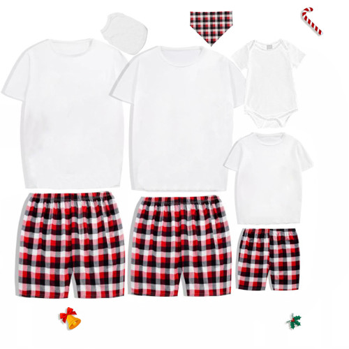 Christmas Matching Family Pajamas DIY Custom Design White Short Christmas Pajamas Set With Dog Cloth