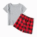 Christmas Matching Family Pajamas Personalized Custom Design Grey ShortChristmas Pajamas Set With Dog Cloth
