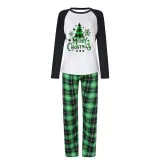 Christmas Matching Family Pajamas Merry Christmas Tree Green Plaids Family Set