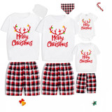 Christmas Matching Family Pajamas Merry Christmas Elk Antlers Black Short Pajamas Set
