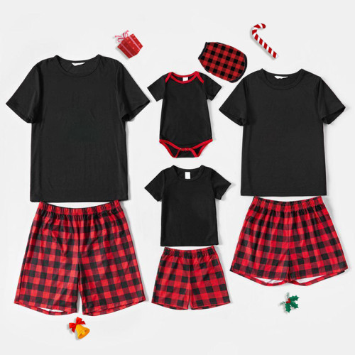 Christmas Matching Family Pajamas DIY Custom Design Black Short Christmas Pajamas Set With Dog Cloth