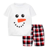 Christmas Matching Family Pajamas Carrot Nose Snowman Expression Short Pajamas Set
