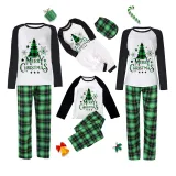 Christmas Matching Family Pajamas Merry Christmas Tree Green Plaids Family Set