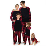 Christmas Matching Family Pajamas Black and Red Plaids Personalized Custom Design Christmas Pajamas Set With Dog Cloth