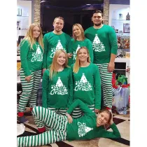 Christmas Matching Family Pajamas Merry Christmas Tree Green Red Pajamas Set