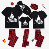 Christmas Matching Family Pajamas Christmas Tree Merry Christmas Black Pajamas Set