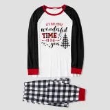Matching Family Pajamas Christmas Most Wonderful Time Of Year Black Sleeve Pajamas Set With Dog Cloth