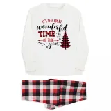 Christmas Matching Family Pajamas Most Wonderful Time Of Year White Red Plaids Pajamas Set