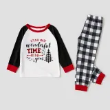 Matching Family Pajamas Christmas Most Wonderful Time Of Year Black Sleeve Pajamas Set With Dog Cloth