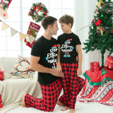 Christmas Matching Family Pajamas Stop Elf Around Red Black Short Pajamas Sets