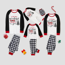 Matching Family Pajamas Christmas Most Wonderful Time Of Year Black Sleeve Pajamas Set With Dog Cloth
