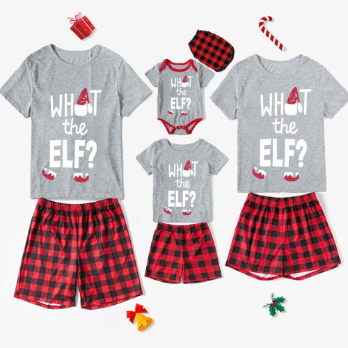 Christmas Matching Family Pajamas What The Elf Black Grey Short Pajamas Set