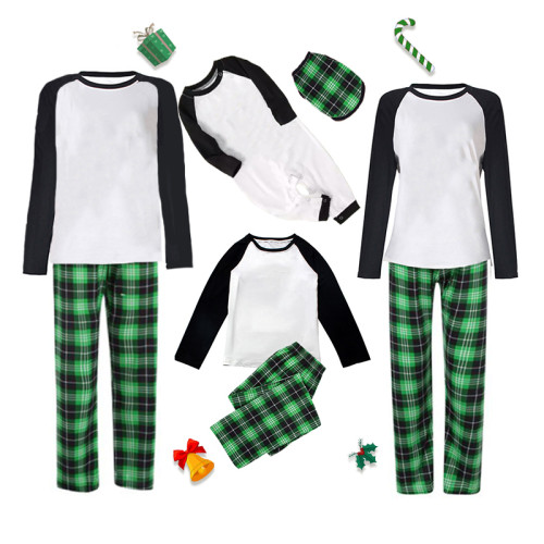 Christmas Matching Family Pajamas Green Plaids DIY Custom Design Christmas Pajamas Set With Dog Cloth