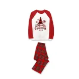 Christmas Matching Family Pajamas Red Plaids Merry Christmas Tree Family Set
