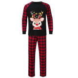 Christmas Matching Family Pajamas Cute Reindeer Red Plaid Pajamas Set