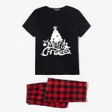 Christmas Matching Family Pajamas Christmas Tree Merry Christmas Black Pajamas Set