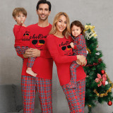 Christmas Matching Family Pajamas Chillin With My Snowmies Sunglass Snowman White Red Pajamas Set
