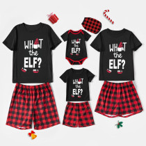 Christmas Matching Family Pajamas What The Elf Black Grey Short Pajamas Set