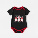 Christmas Matching Family Pajamas Merry Christmas Gnomies Black Short Plaids Pajamas Set