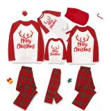 Christmas Matching Family Pajamas Merry Christmas Elk Antlers Red Pajamas Set