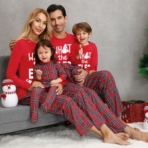 Christmas Matching Family Pajamas What The Elf Red Pajamas Set