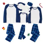 Christmas Matching Family Pajamas Blue Plaids Personalized Custom Design Christmas Pajamas Set With Dog Cloth