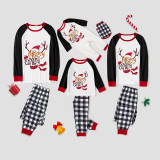 Christmas Matching Family Pajamas Merry Christmas Hat Antlers Plaids Pajamas Set