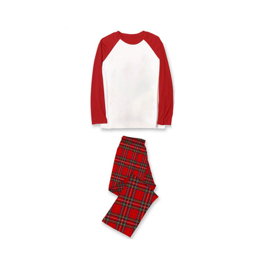 Christmas Matching Family Pajamas Red and White Plaids DIY Custom Design Christmas Pajamas Set With Dog Cloth