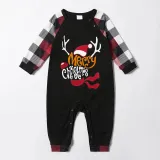 Christmas Matching Family Pajamas Merry Christmas Hat Antlers Plaids Pajamas Set