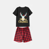 Christmas Matching Family Pajamas Merry Christmas Reindeer Antlers Short Pajamas Set